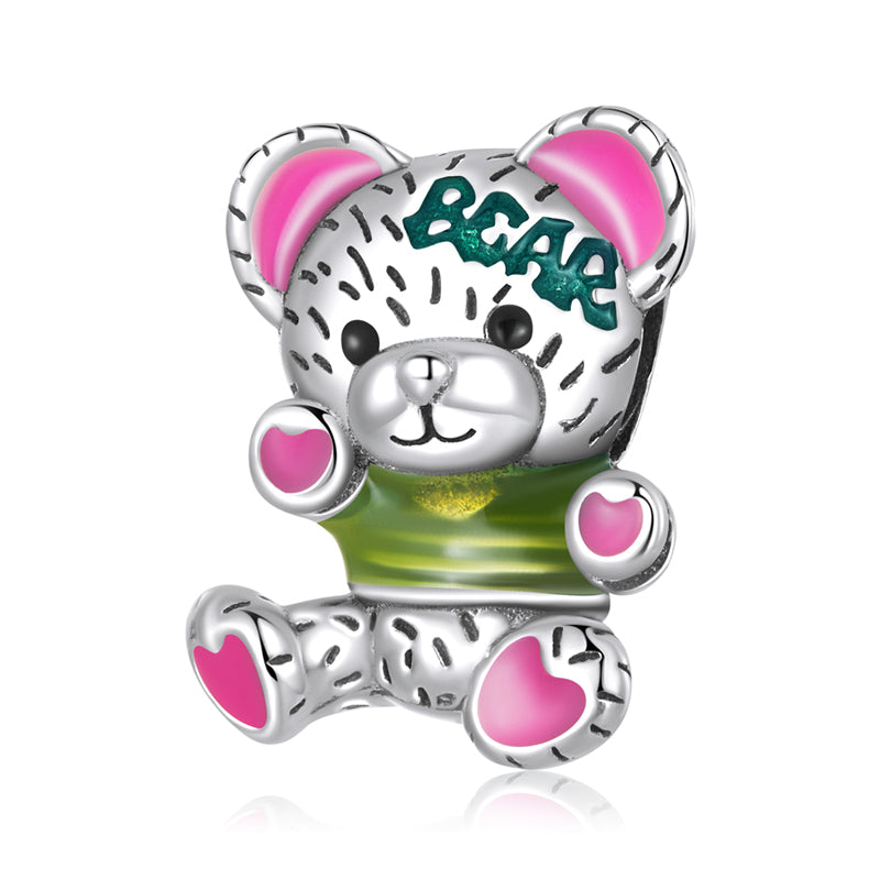 Sterling Silver Cuddly Bear Hypoallergenic Bead Charm