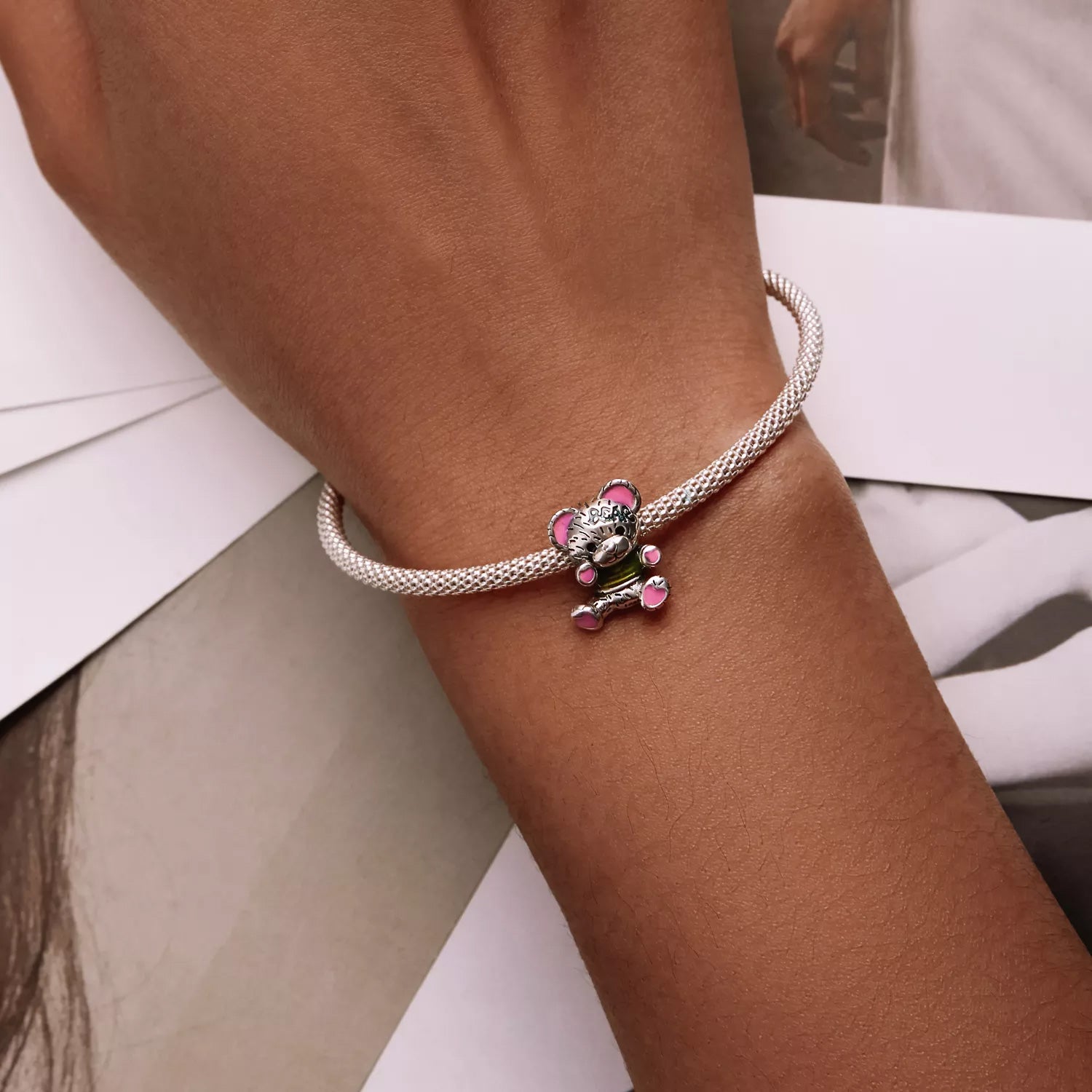 Sterling Silver Cuddly Bear Hypoallergenic Bead Charm