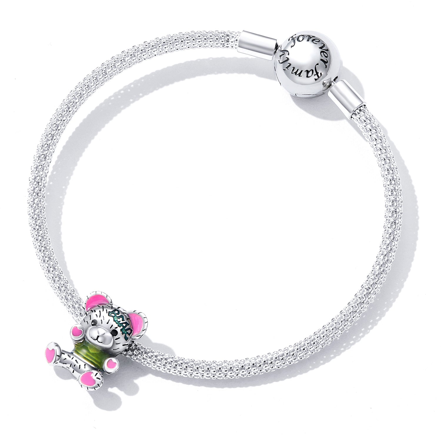 Sterling Silver Cuddly Bear Hypoallergenic Bead Charm