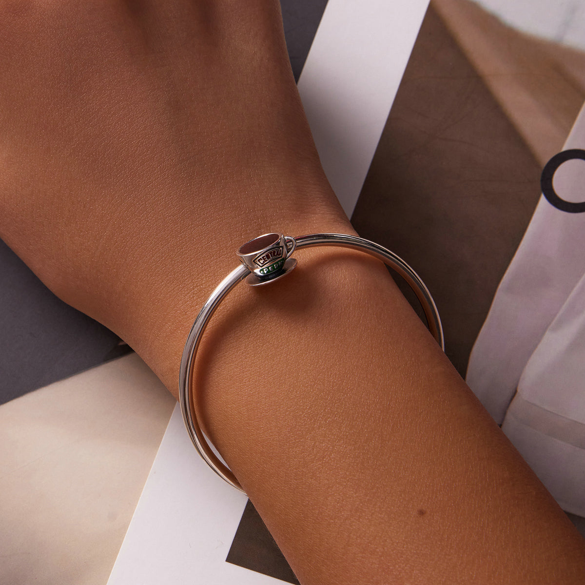 Sterling Silver Long Black Coffee Hypoallergenic Bead Charm