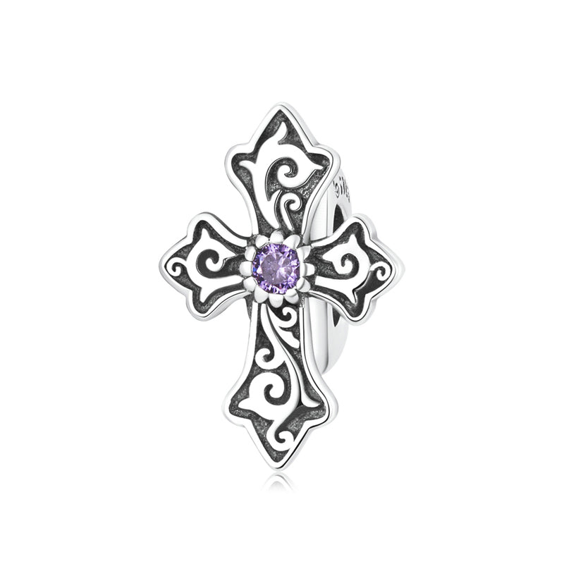 Sterling Silver Vintage Cross Hypoallergenic Bead Charm