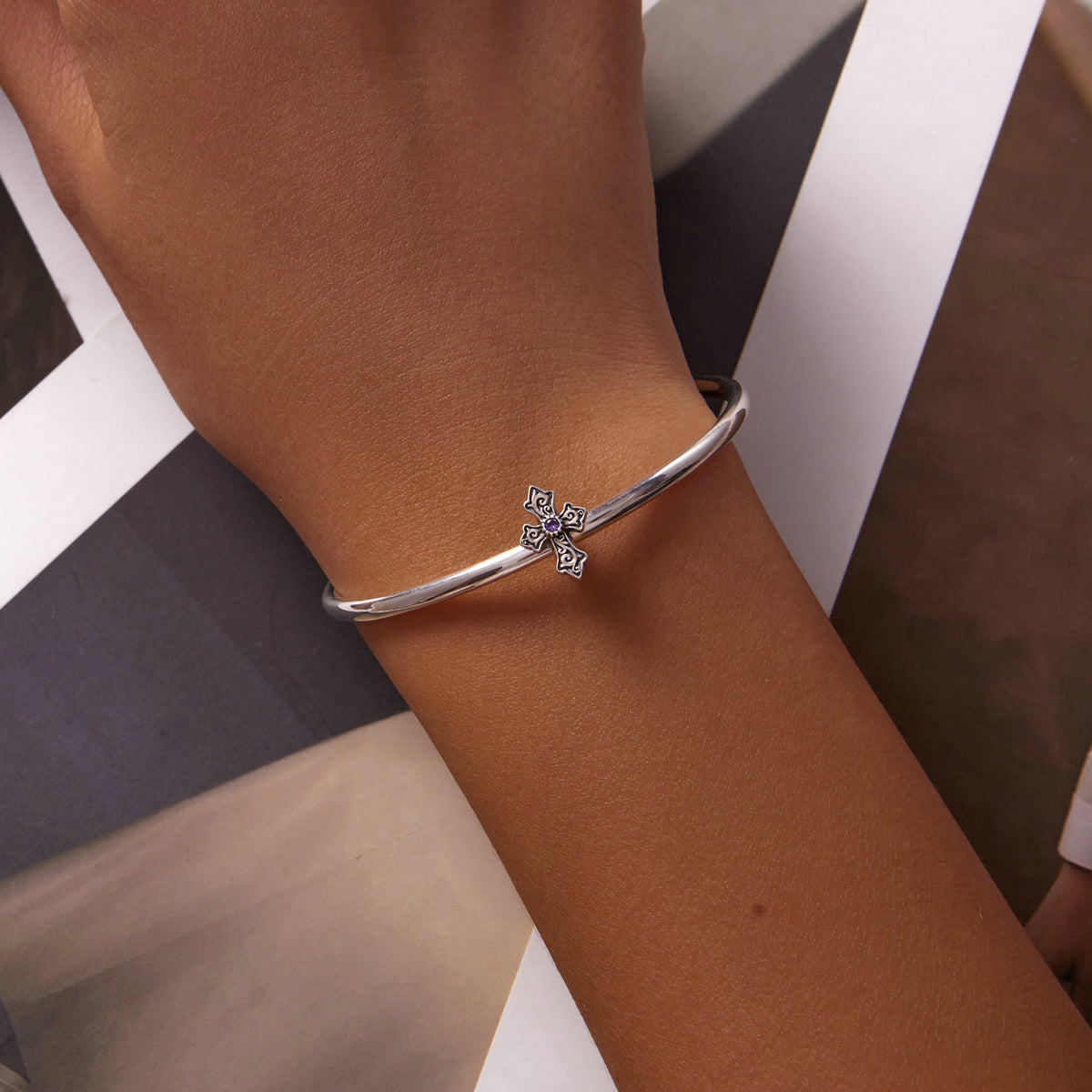 Sterling Silver Vintage Cross Hypoallergenic Bead Charm