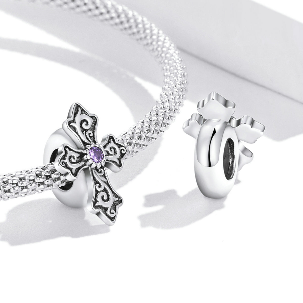Sterling Silver Vintage Cross Hypoallergenic Bead Charm