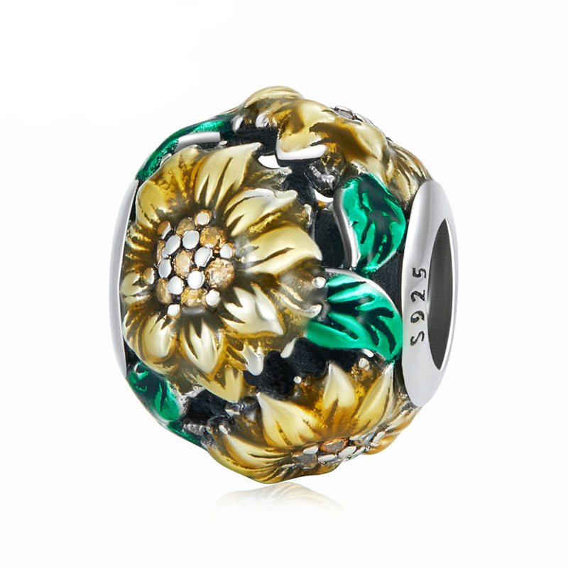Sterling Silver Vintage Sunflower Hypoallergenic Bead Charm