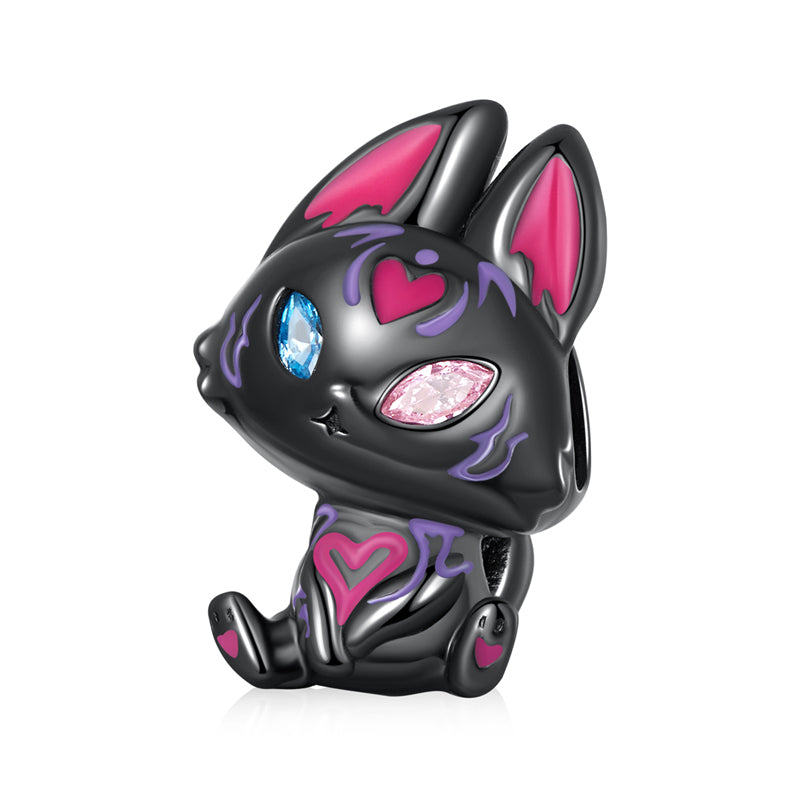 Sterling Silver Mystical Black Fox Hypoallergenic Bead Charm