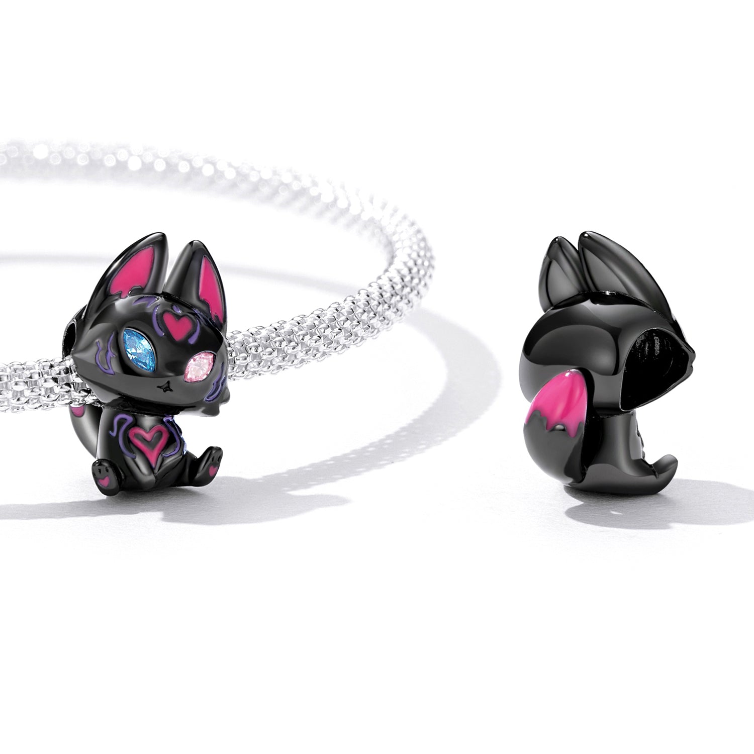 Sterling Silver Mystical Black Fox Hypoallergenic Bead Charm