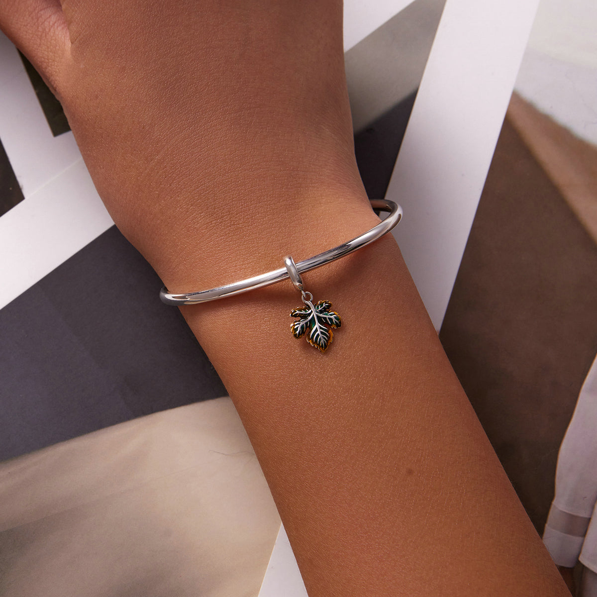 Sterling Silver Maple Leaf Hypoallergenic Dangle Charm