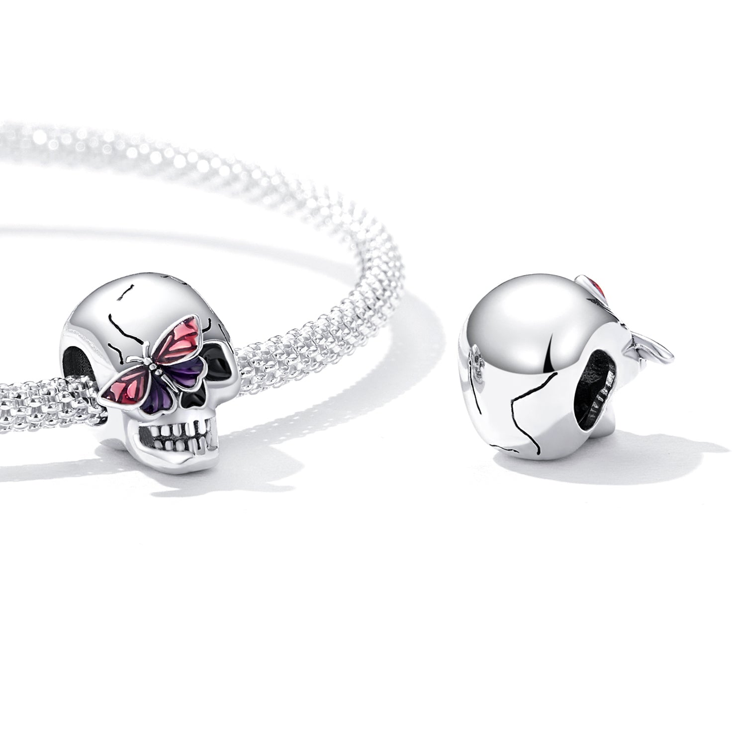 Sterling Silver Skull Hypoallergenic Bead Charm