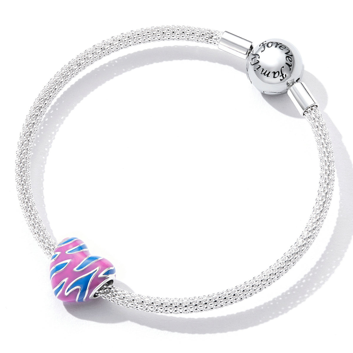 Sterling Silver Pink Heart Hypoallergenic Bead Charm