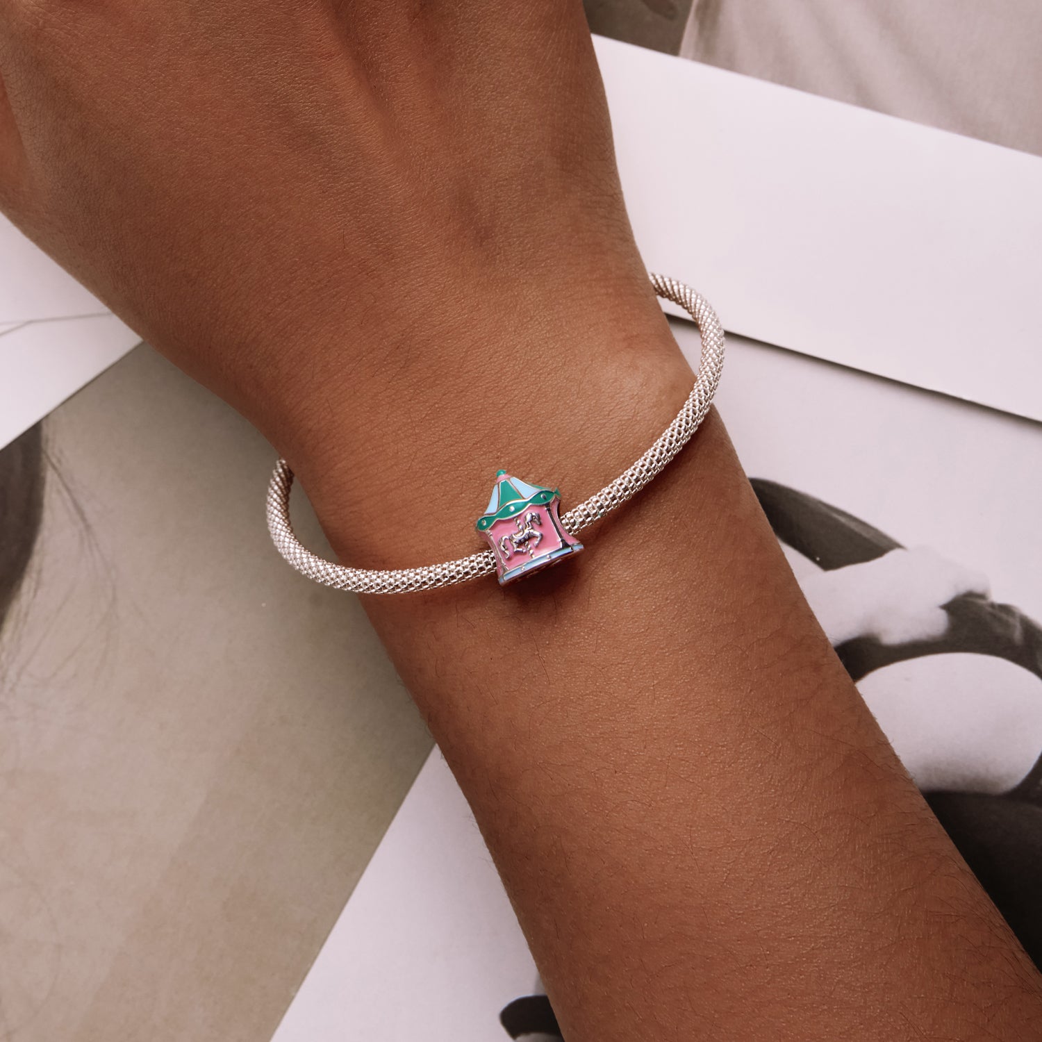 Sterling Silver Carousel Hypoallergenic Bead Charm