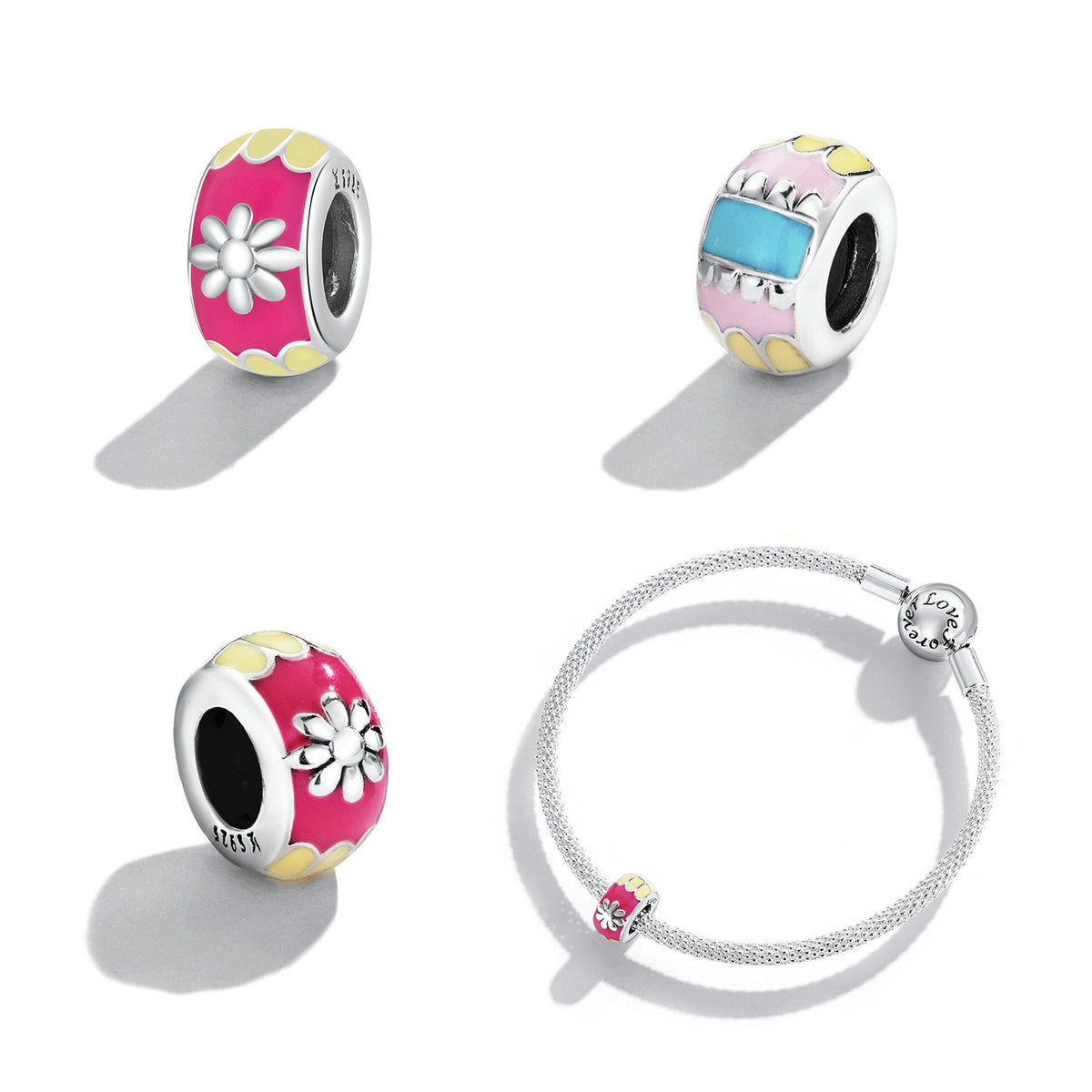 Sterling Silver Colourful Spacer Hypoallergenic Spacer Charm