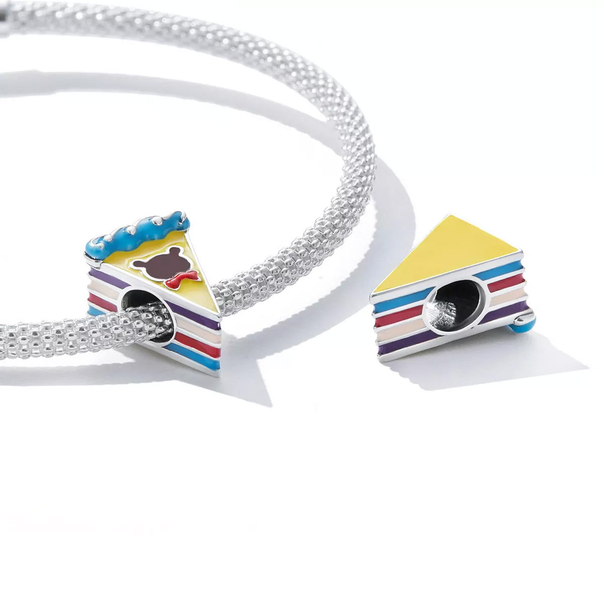 Sterling Silver Cake Slice Hypoallergenic Bead Charm