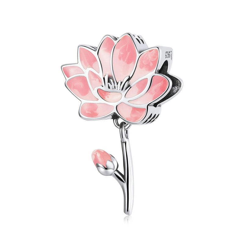 Sterling Silver Lotus Flower Hypoallergenic Bead Charm