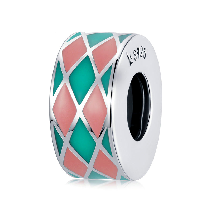 Sterling Silver Checkered Spacer Hypoallergenic Spacer Charm