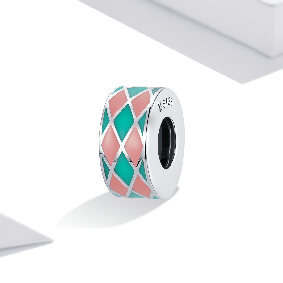 Sterling Silver Checkered Spacer Hypoallergenic Spacer Charm