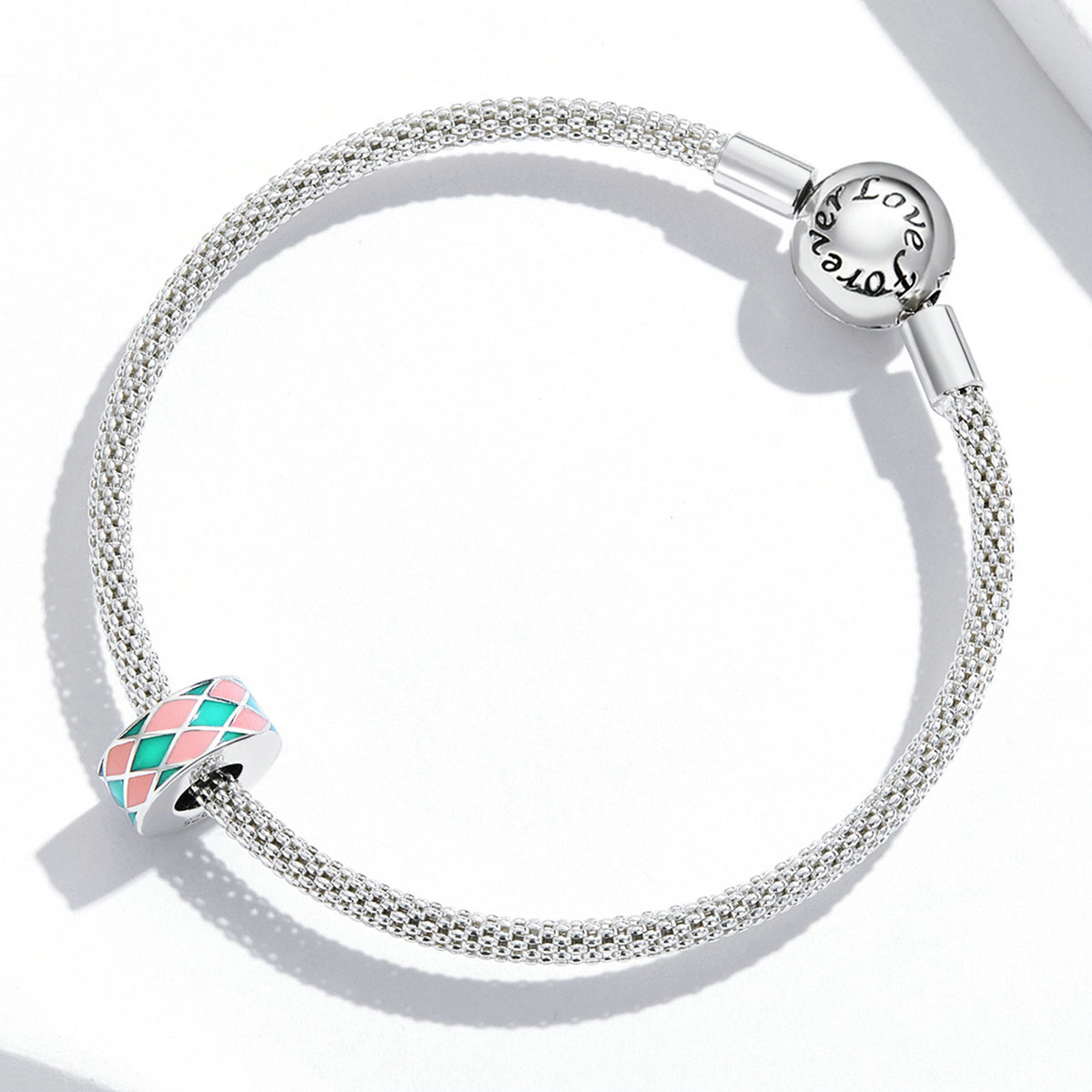 Sterling Silver Checkered Spacer Hypoallergenic Spacer Charm