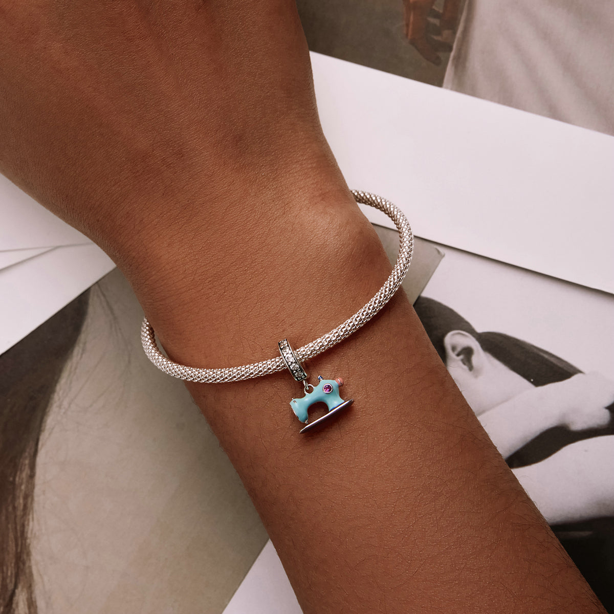 Sterling Silver Sewing Machine Hypoallergenic Dangle Charm