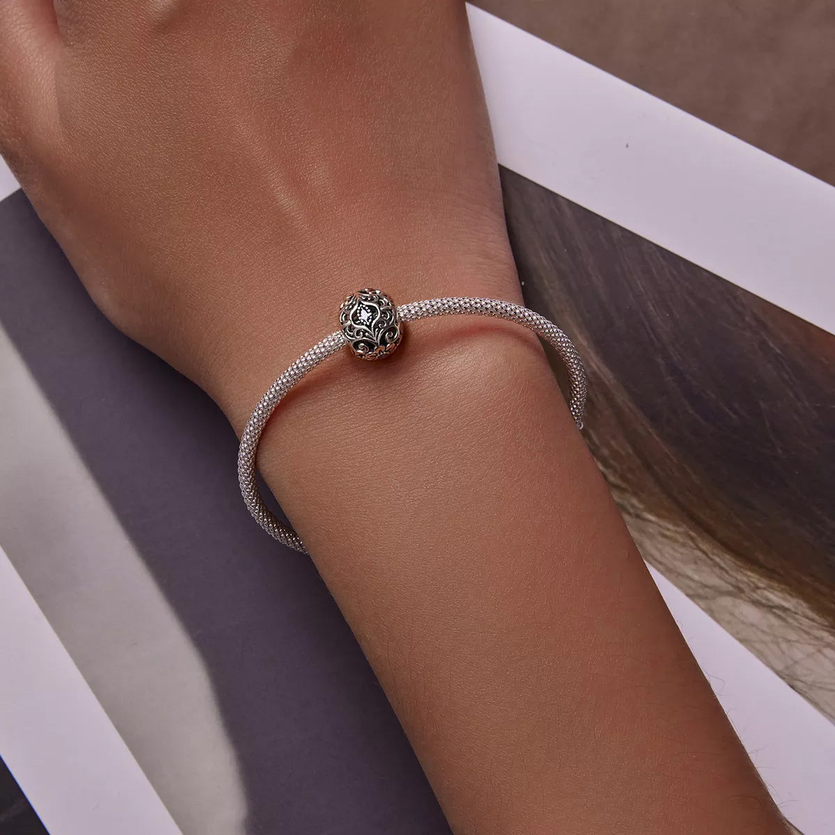 Sterling Silver Floral Hypoallergenic Bead Charm