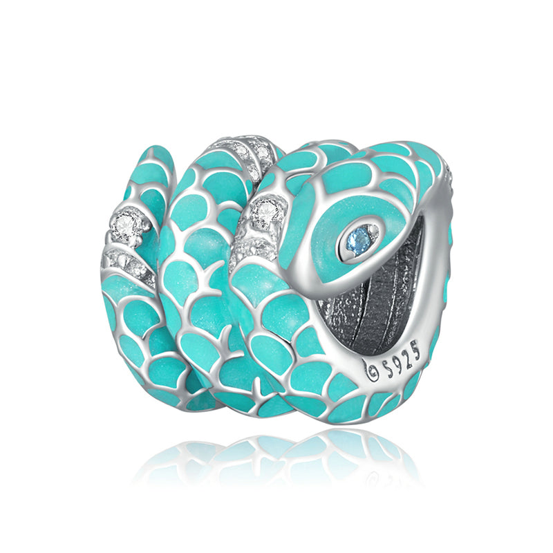 Sterling Silver Blue Snake Hypoallergenic Bead Charm