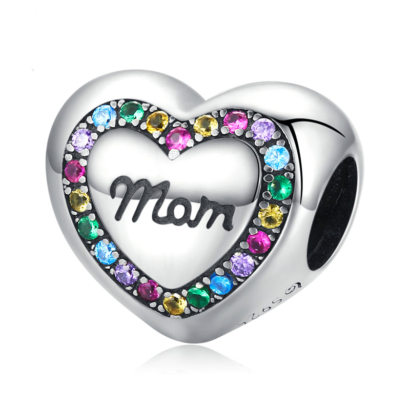 Sterling Silver Mother's Warm Heart Hypoallergenic Bead Charm