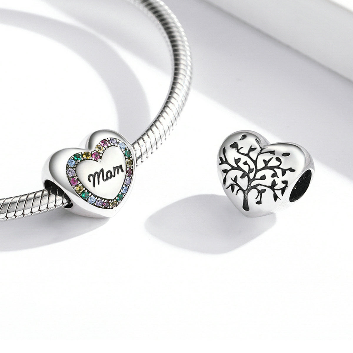 Sterling Silver Mother's Warm Heart Hypoallergenic Bead Charm