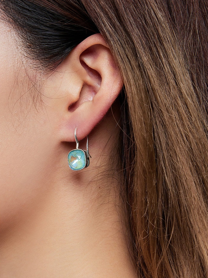 Sterling Silver Brilliant Square Hook Hypoallergenic Earrings