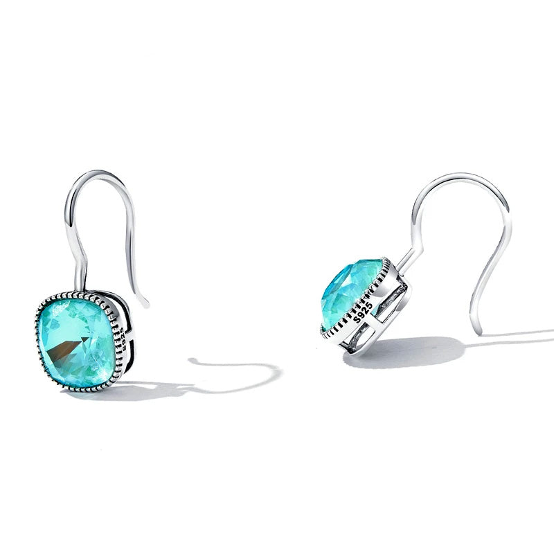 Sterling Silver Brilliant Square Hook Hypoallergenic Earrings