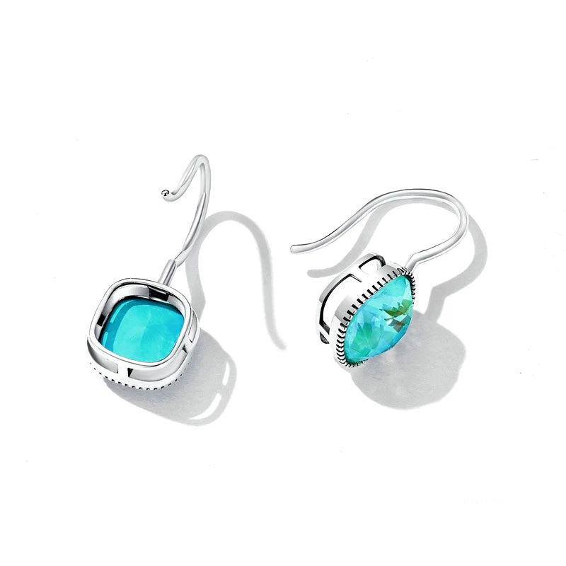 Sterling Silver Brilliant Square Hook Hypoallergenic Earrings