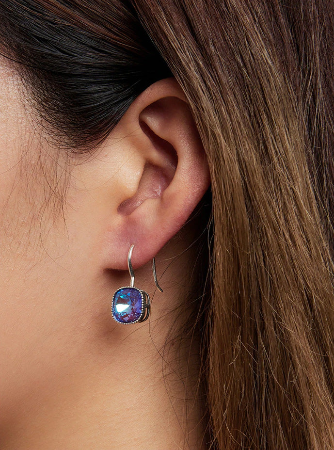 Sterling Silver Brilliant Square Hook Hypoallergenic Earrings