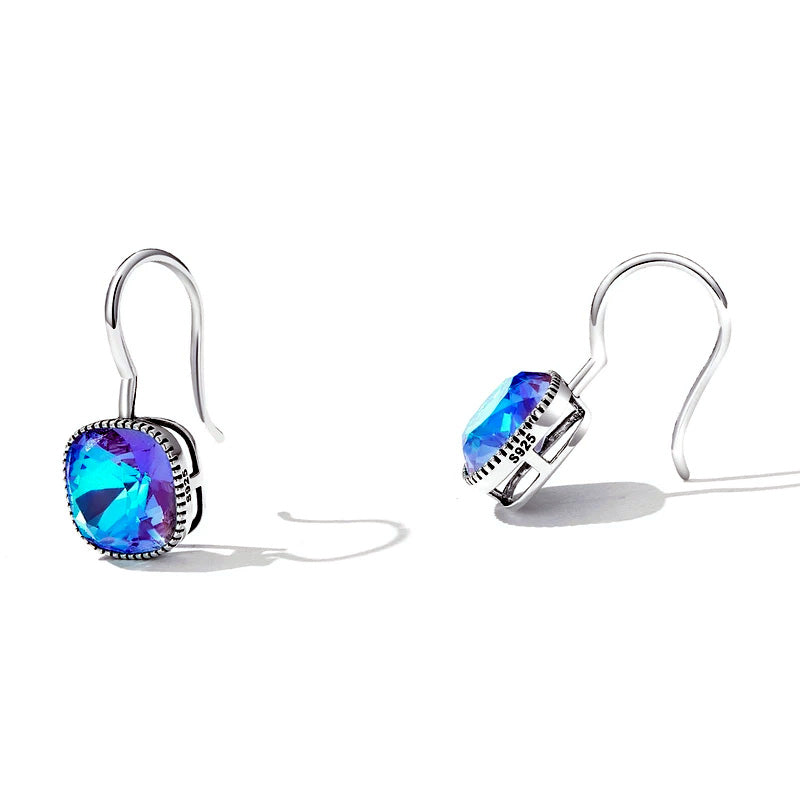 Sterling Silver Brilliant Square Hook Hypoallergenic Earrings