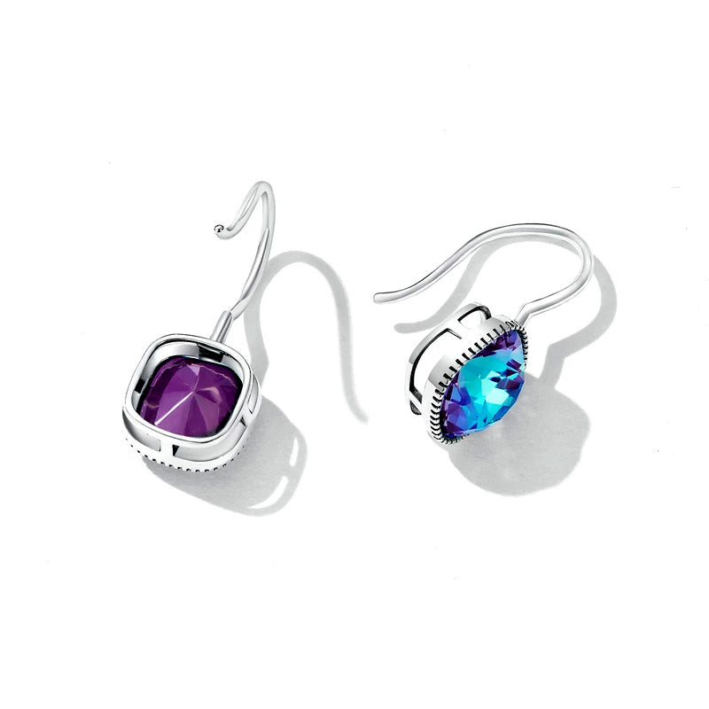 Sterling Silver Brilliant Square Hook Hypoallergenic Earrings