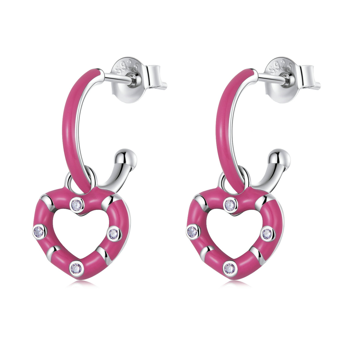 Sterling Silver Sweet Heart Stud Hypoallergenic Earrings