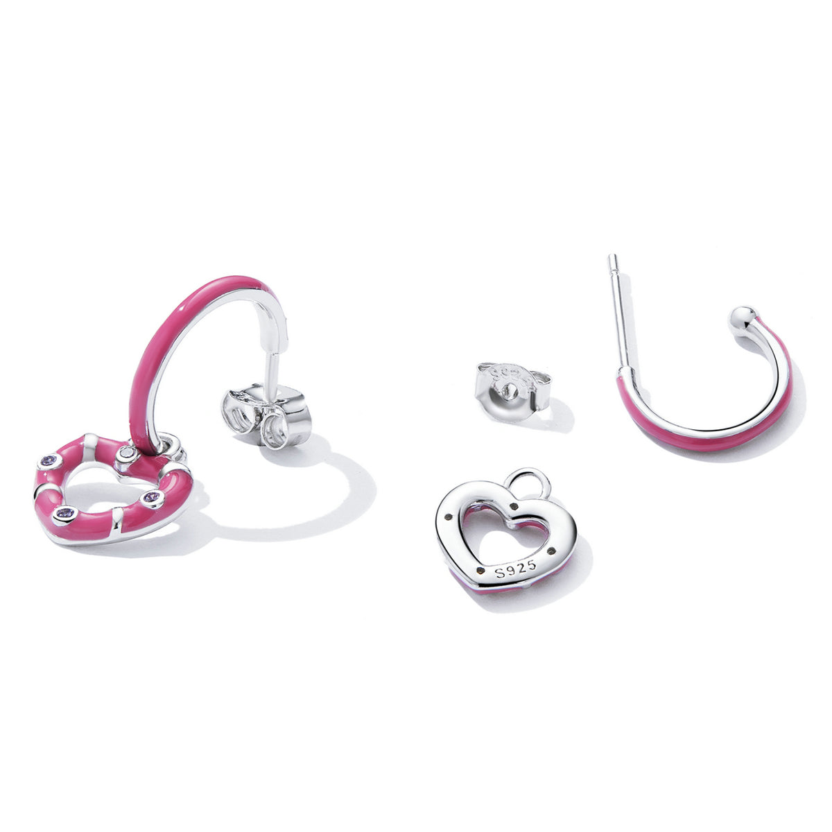 Sterling Silver Sweet Heart Stud Hypoallergenic Earrings