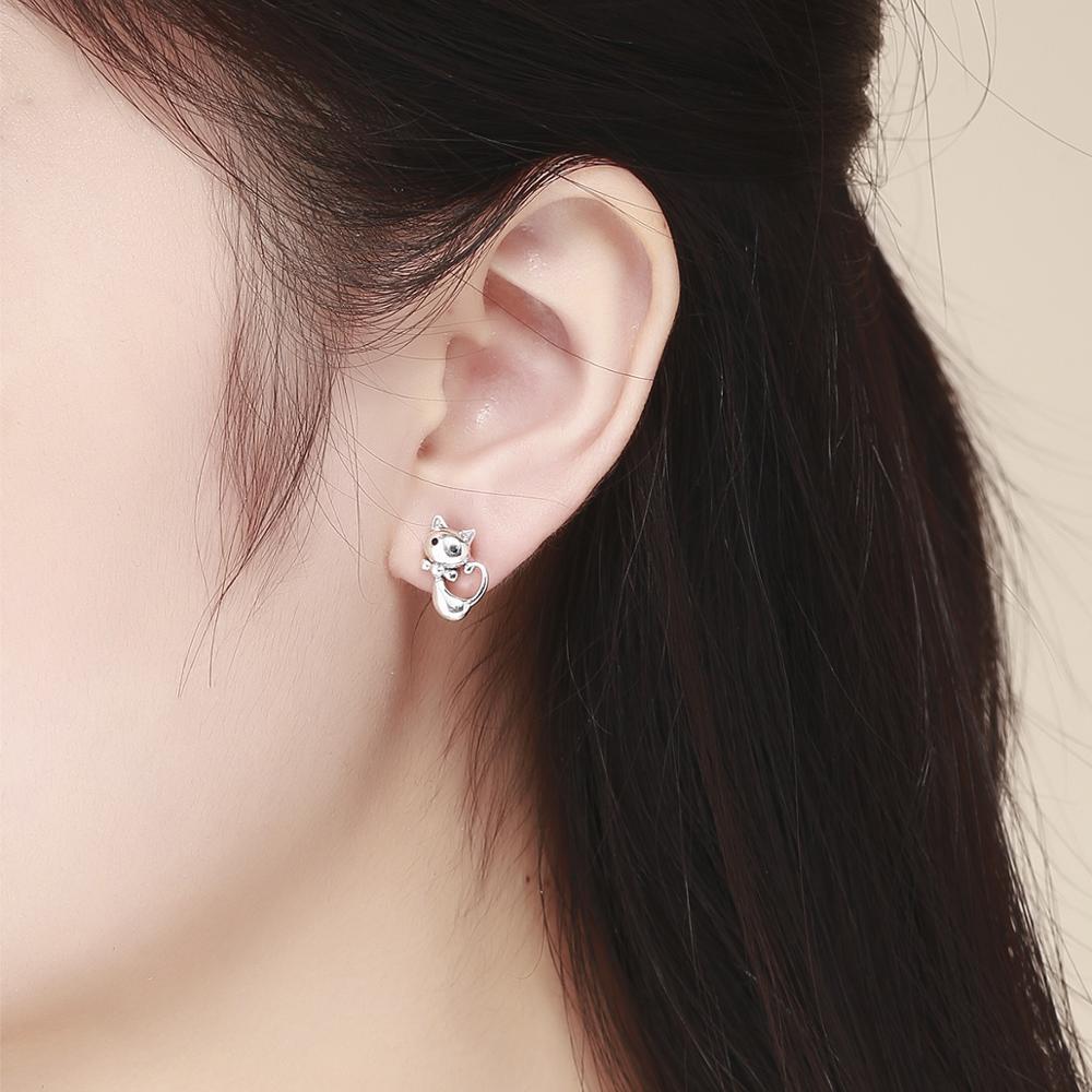 Sterling Silver Sticky Cat Stud Hypoallergenic Earrings