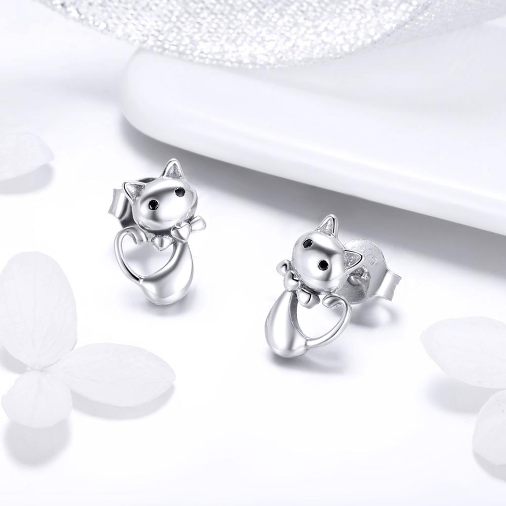 Sterling Silver Sticky Cat Stud Hypoallergenic Earrings