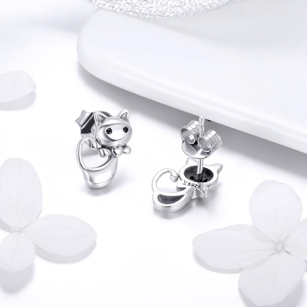Sterling Silver Sticky Cat Stud Hypoallergenic Earrings