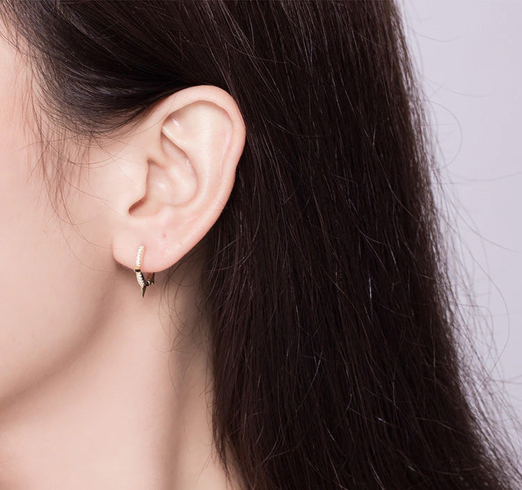 Sterling Silver Punk Huggie Hypoallergenic Earrings