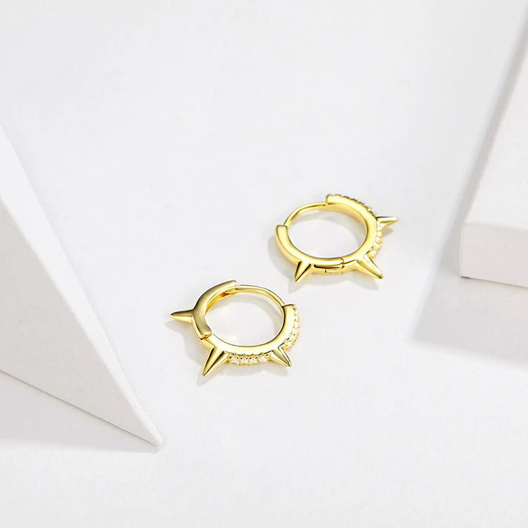 Sterling Silver Punk Huggie Hypoallergenic Earrings
