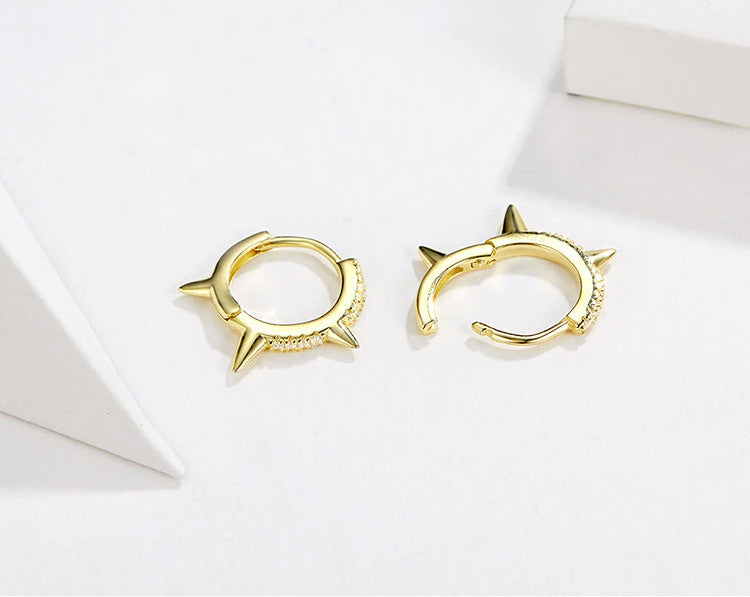 Sterling Silver Punk Huggie Hypoallergenic Earrings