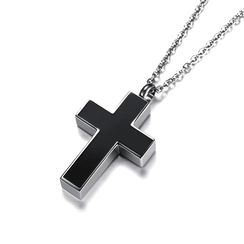 Stainless Steel Cross Urn Necklace (For Human Or Pet Ashes)