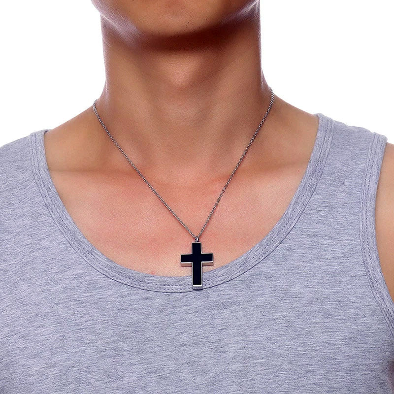 Stainless Steel Cross Urn Necklace (For Human Or Pet Ashes)