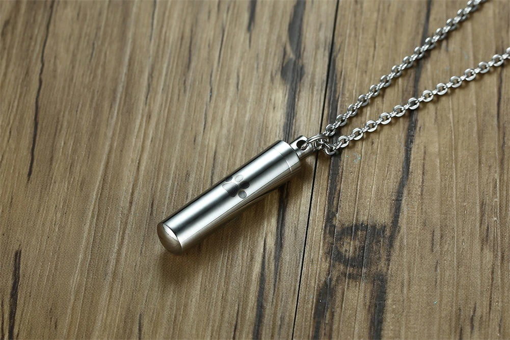 Stainless Steel Pet Tube Urn Necklace (For Pet Ashes)