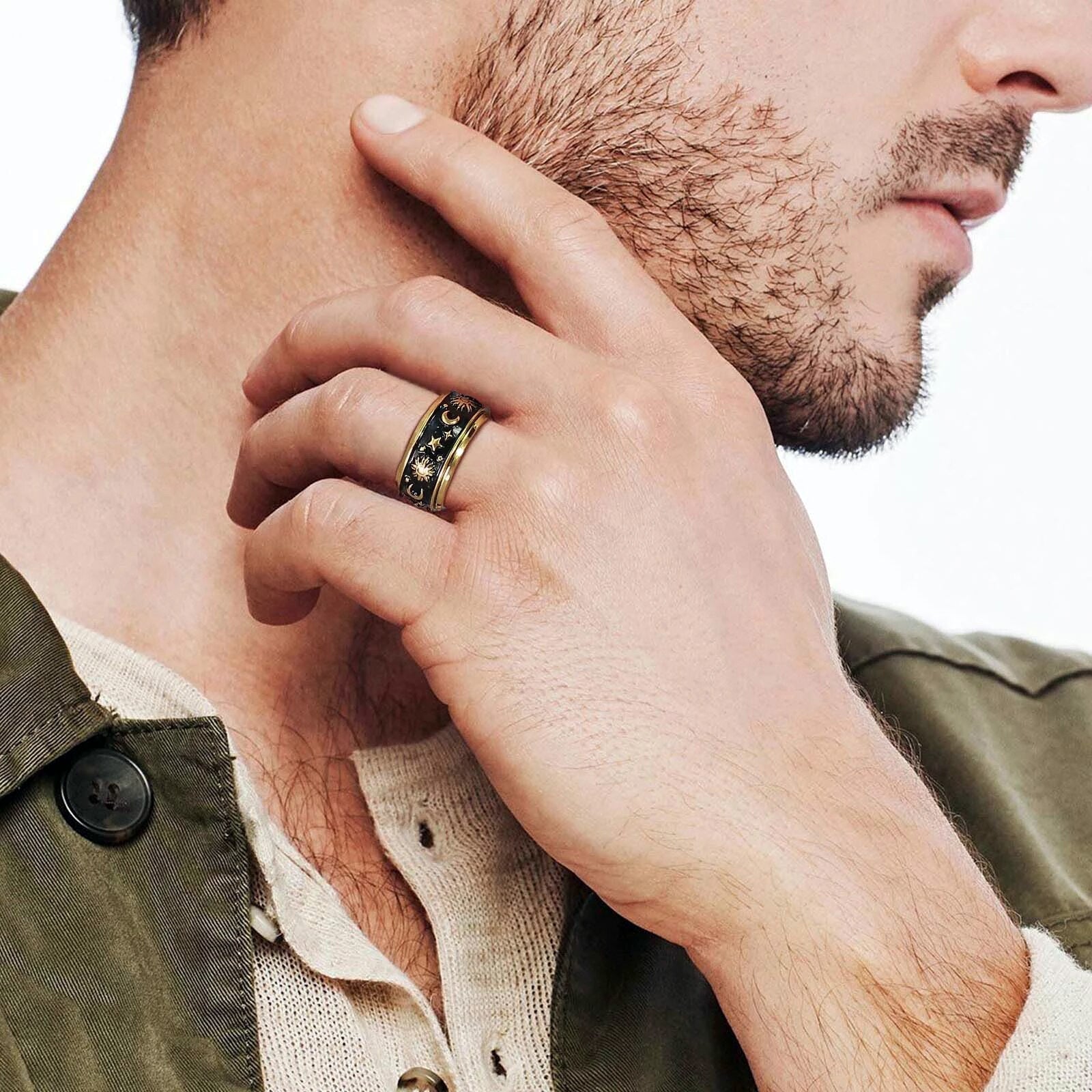 Stainless Steel Mystical Sky Spinner Ring