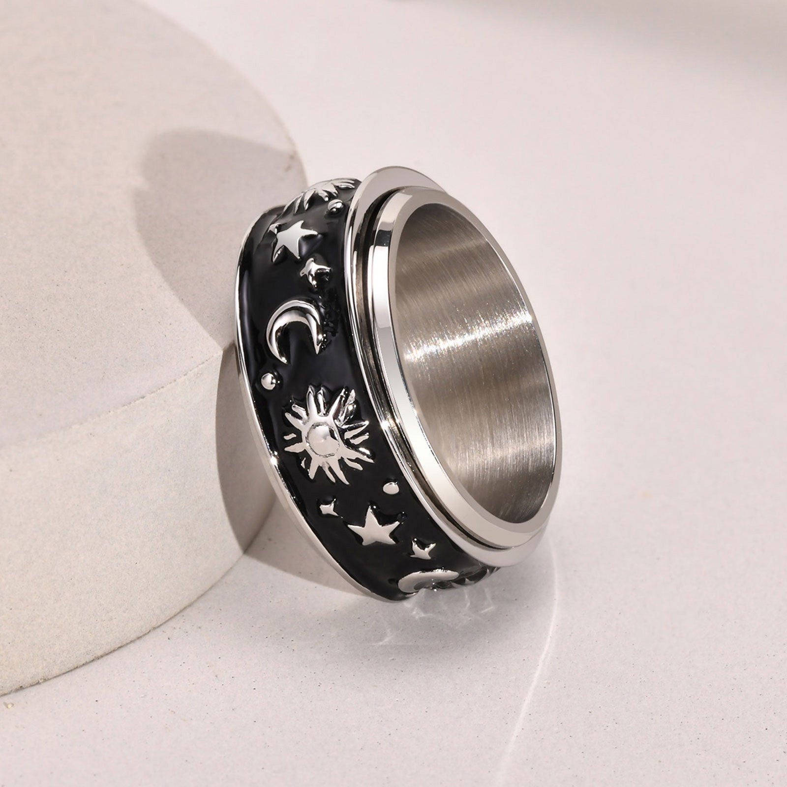 Stainless Steel Mystical Sky Spinner Ring