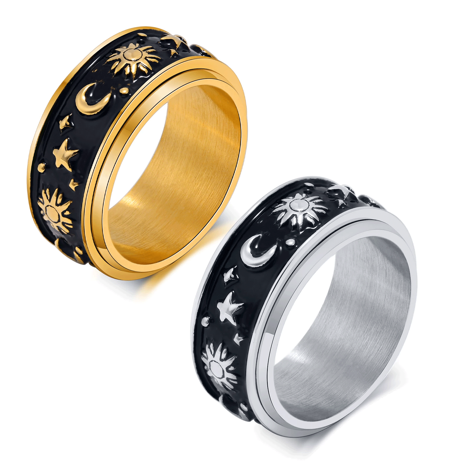 Stainless Steel Mystical Sky Spinner Ring