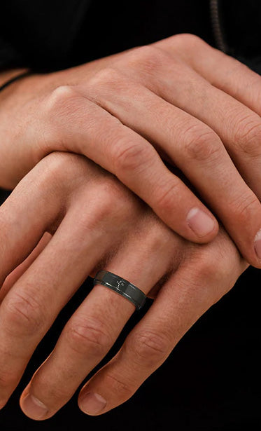 Stainless Steel Cross Thin Spinner Ring