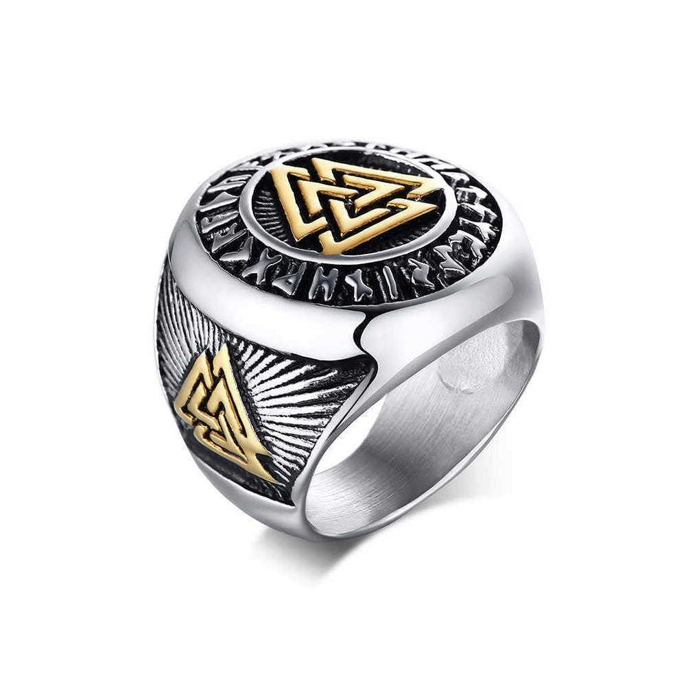 Stainless Steel Valknut Round Ring