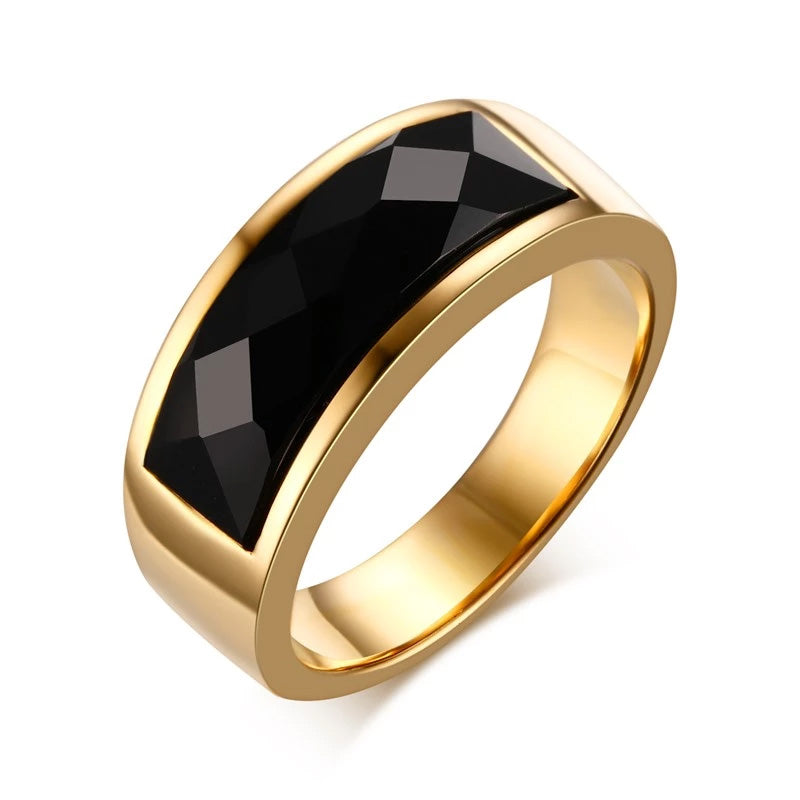 Stainless Steel Agate Stone Ring