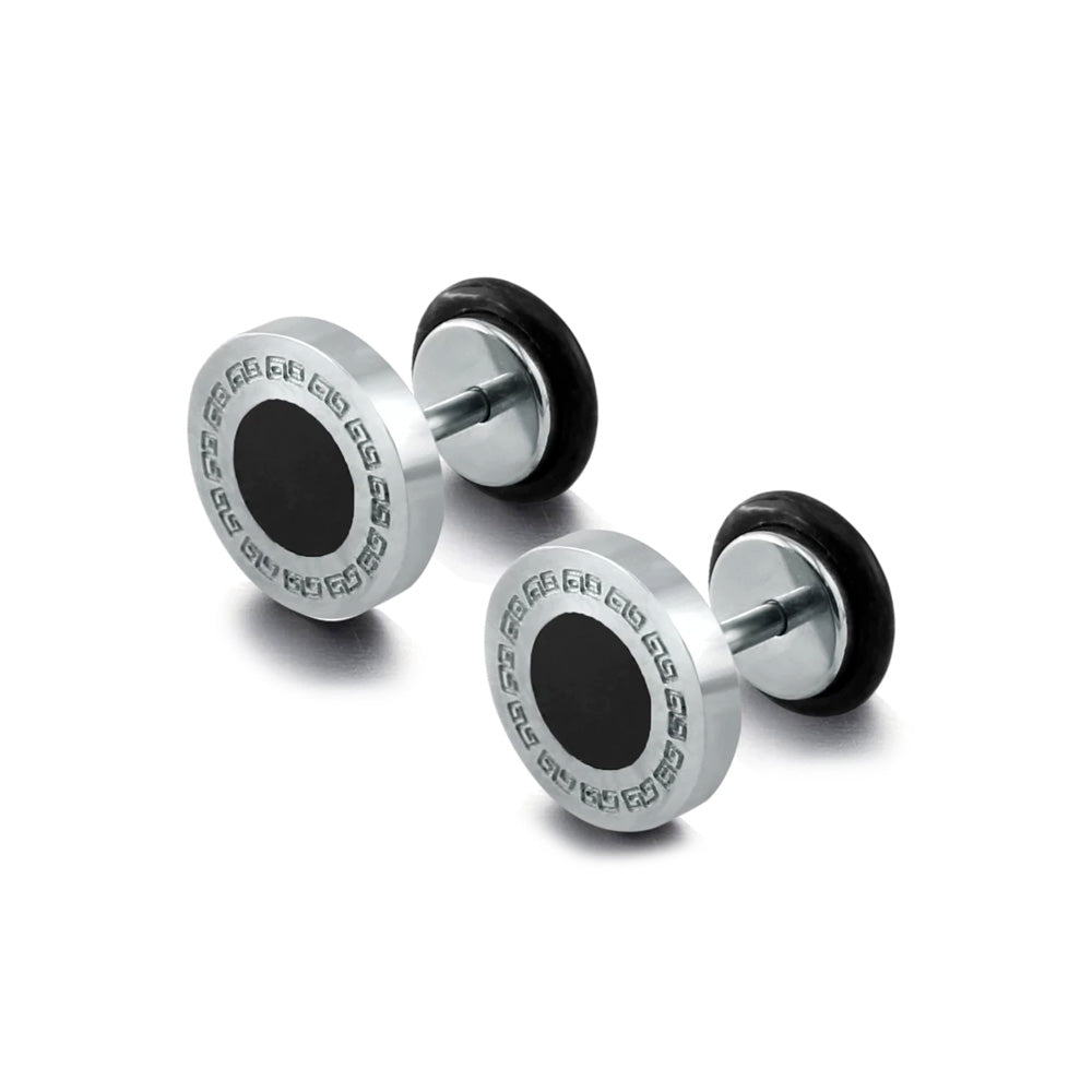 Stainless Steel Rune Symbol Screw Stud Earrings