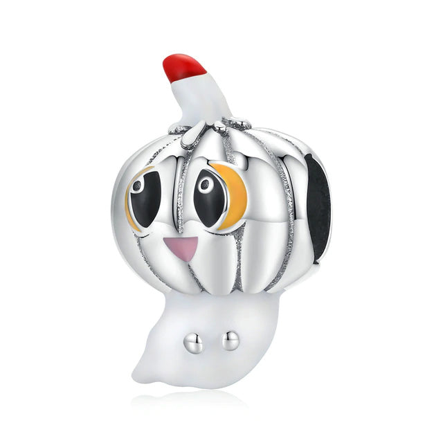 Sterling Silver Ghost Pumpkin Hypoallergenic Bead Charm